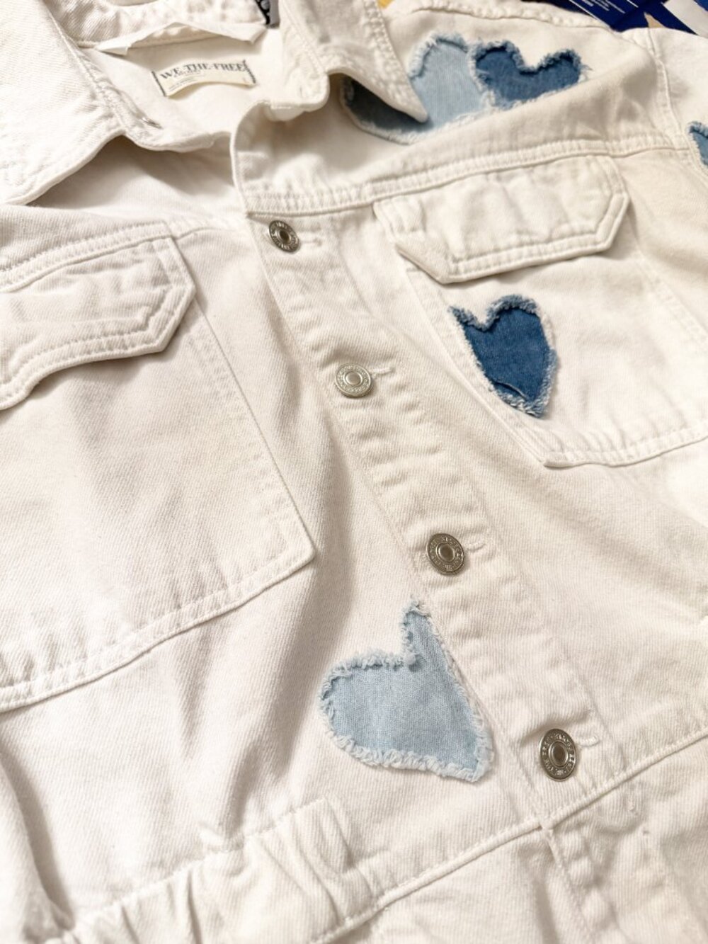 We The Free x Tricia Fix Re_Nuuly White Denim Heart Romper - Size M - Picture 5 of 10